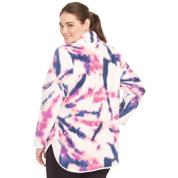 Lane Bryant Livi Half Zip Sherpa Pullover Jacket Size 26/28 Tie Dye Cozy - Picture 11 of 11
